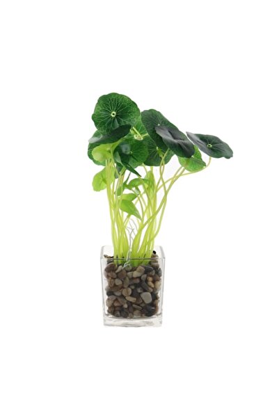 OEM Aranjament floral artificial, vază de sticlă, plastic, verde, 25 cm