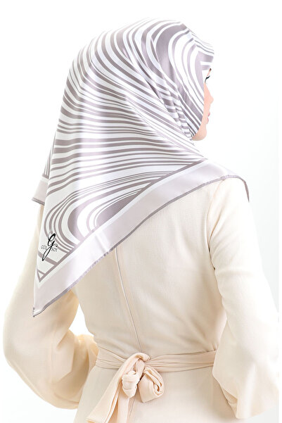 sefamerve Ψηφιακό κασκόλ από ρεγιόν 70301-09 Πούδρα βιζόν