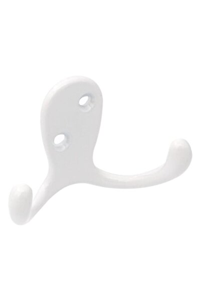 SHOPIENS Cârlig metalic alb, 7x2,5x4 cm, capacitate 5 kg, cu șuruburi