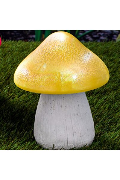 Happymax Solar Lamp, Mushroom LED, Interchangeable Colors, 12 cm Diameter, 15 cm Height, Yellow