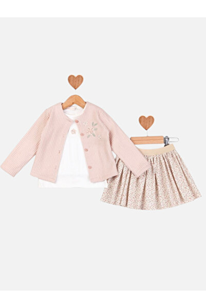 Baby Rose Crisp Embroidered Patterned 3-Piece Set (Jacket/Blouse/Skirt)
