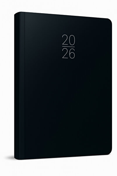 Andofis 2026 Дневник голям размер 20x28 твърда корица, облечен в плат, черен