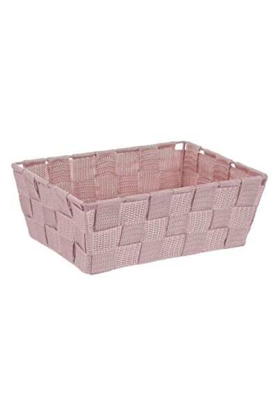 ANTBRO ® Storage Basket with Rattan-Like Braided Design and Metal Frame, Pink, 22x15.5x8cm