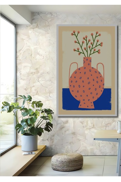 Teona Ahşap Vază decorativă din lemn dreptunghiulară cu model cu flori