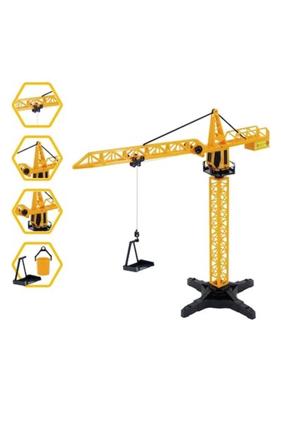 SHOPIENS Electric Crane with Remote Control, 55 cm Height, Plastic, Yellow