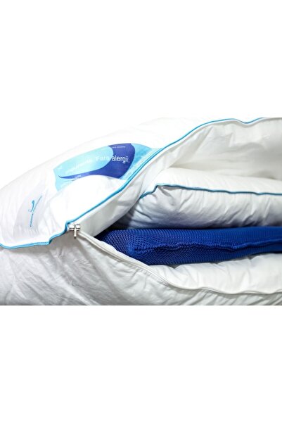 DECO Pillow for sleeping, made of nanofiber plus memory foam, in white and blue color, dimensions 50 x 70
