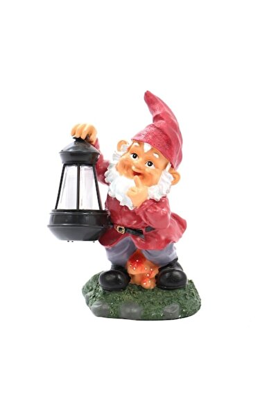 OMC Ηλιακό φωτιστικό LED, νάνος με φανάρι, ρητίνη, ύψος 25 εκ.