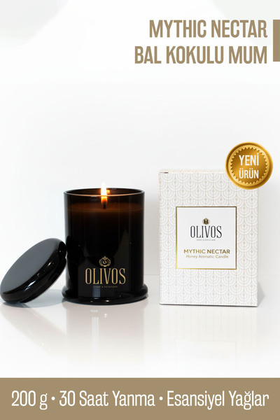 Olivos Mythic Nectar Bal Kokulu Mum | 200 g | Doğal Esanslı, 30 Saat Yanış | ...