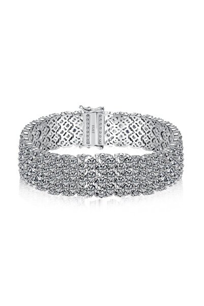 levandore سوار ليفاندور للتنس مرصع بالألماس المستدير، من الفضة الإسترلينية عيار 925، مطلي بالروديوم