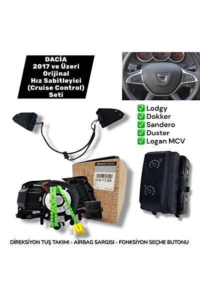Lodgy Dokker Duster Logan MCV Sandero 2017 ve Üzeri Hız Sabitleyici (Cruise Control) Orjinal Set
