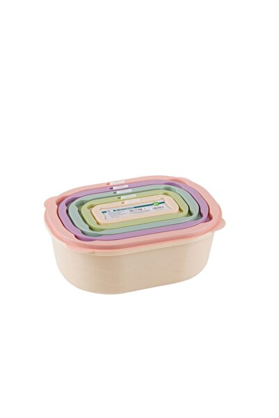 NO BRAND Set cutii pentru alimente, cu capace colorate, 5 buc