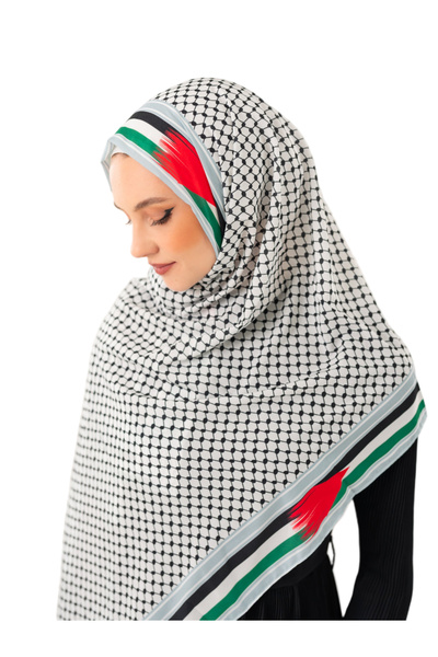 Zaytoon Παλαιστινιακό σάλι με μοτίβο κεφιέ χωρίς φούντες Παλαιστινιακό σάλι με μακριές άκρες σημαίας Παλαιστίνης S100049