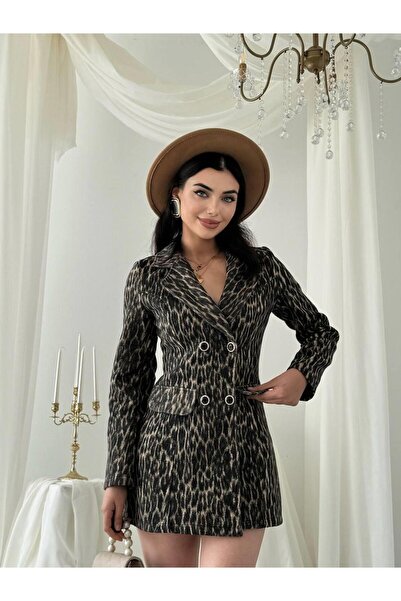 Genel Markalar Kadın Leopar Darlin Ceket Elbise