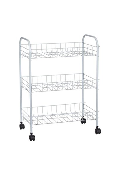 ANTBRO Μεταλλικό Ράφι Κουζίνας Antbro® με 3 Επίπεδα και Ρόδες, Λευκό, 32,5x20...