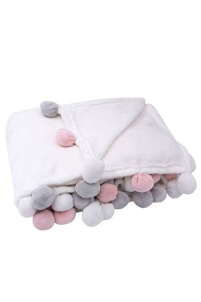 OEM Decorative Velvet Blanket with Tassels, White, 131 x 160 cm