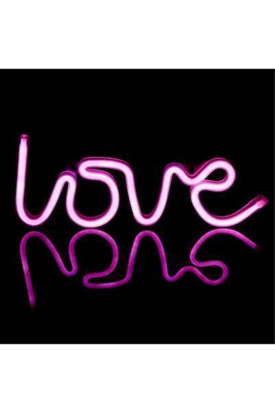 SHOPIENS Lampă LED Neon LOVE, culoare fuchsia, 35,5x13 cm, cu USB