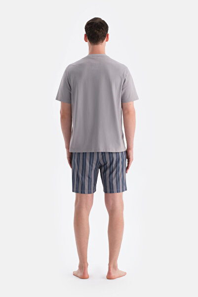 Eros Gray Patchwork Six-Stripe T-Shirt Shorts Set