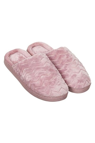 ANTBRO ® Women's Pink Faux Fur Slippers with Zigzag Pattern, Size 36-37