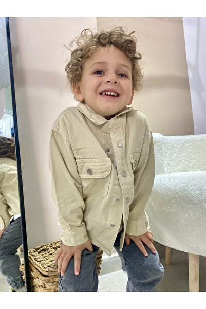 NOBLEKIDS Children's Denim Jacket – Buttoned, Relaxed Fit, Beige