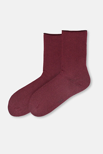 Eros Burgundy-Powder Women's 2-Piece Modal Basic Socks