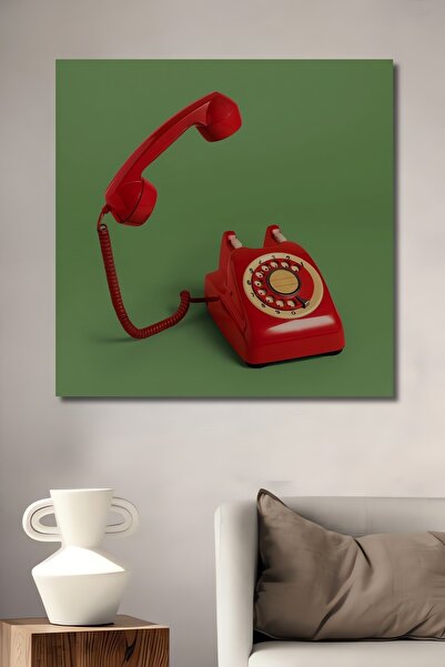 Teona Ahşap Telefon clasic roșu cu masă dreptunghiulară decorativă din lemn