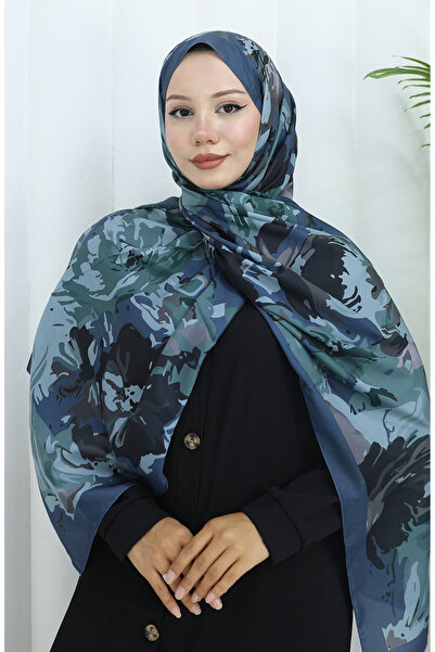 sefamerve Desenli Soft Şal 70318-09 Petrol