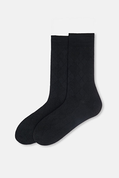 Eros Μαύρες ανδρικές κάλτσες μπαμπού με σχέδιο μπακλαβά