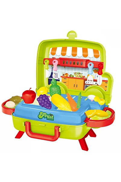 Pitikot Pitikot® educational toy kitchen set, fast food microbus with fruits and vegetables, 21 pieces
