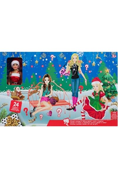 OEM Păpușă de Crăciun cu 24 de cadouri surpriză într-un calendar, roșie, 3 an...