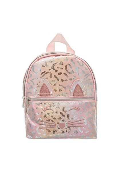 ANTBRO Ghiozdan Antbro® pentru fete, model de pisică cu urechi sclipitoare 3D, roz holografic, 20x7x24cm