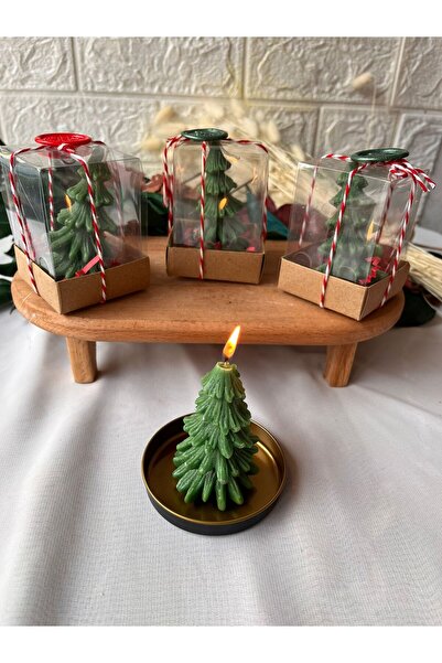 cev den store 2 Adet Çam Ağacı Mum Yılbaşı Mumu Çam Ağacı Yılbaşı Hediyelik Mühürlü