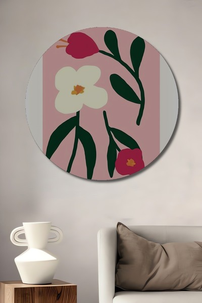 Teona Ahşap Tablou decorativ rotund din lemn Piața de flori din Stockholm