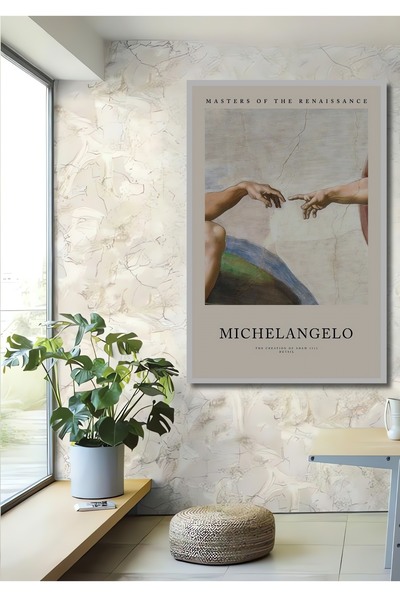 Teona Ahşap Tablou decorativ din lemn dreptunghiular Crearea lui Michelangelo
