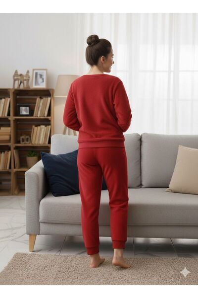 Genel Markalar KADIN KIRMIZI POLAR PİJAMA TAKIMI