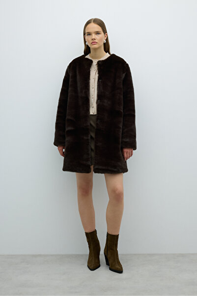 Roman Bisiklet Yaka Peluş Kap Kahve K2616303_005