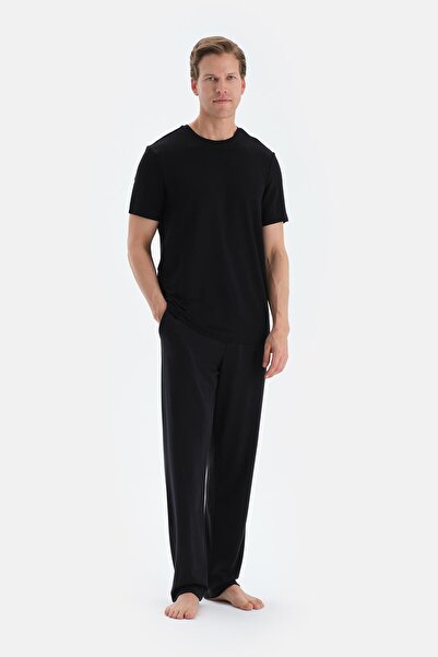 Eros Black Flared Detailed Straight-Leg Trousers