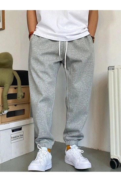 Flaubert Men's Plain Sweatpants, 3-Thread Quality Fabric, Elastic Waistband