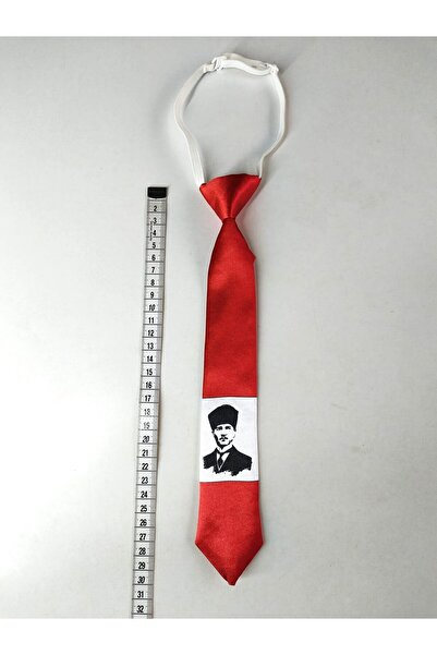GallanD Tie for 3-4 Year Old Children with Crescent Moon, Star, and Ataturk Pattern, Fixed Tie.