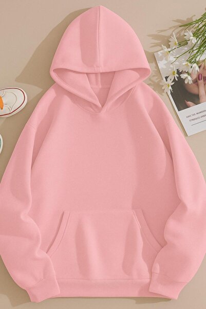 BENROMA Hanorac unisex cu glugă, fără imprimeu, din bumbac pieptănat cu 3 fire