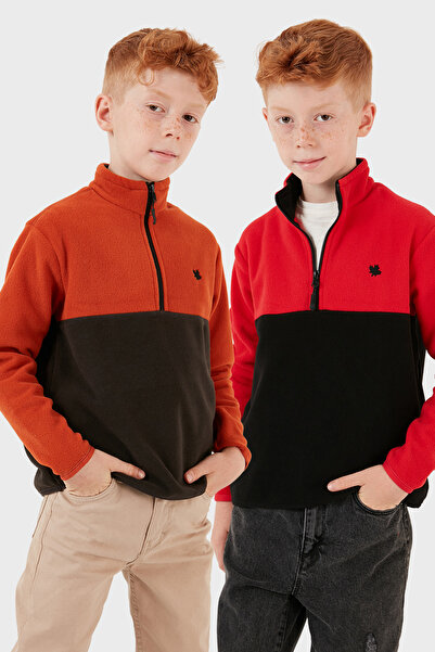 Lela Soft Textured Half Zip Color Block Stand Collar 2-Pack Fleece Children's Polar 5905004S2