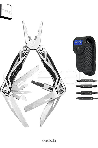 Rocktol Evrekala 21 Fonksiyonlu Çakı Siyah Kılıflı Açılır Kamp Çakısı -Yetkil...