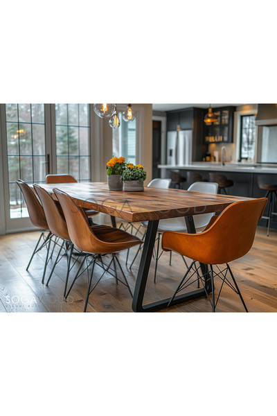 SOGAWOOD Doğal Masif Ceviz Ahşap Yemek Masa Tablası - Düz Kenar - 90x60