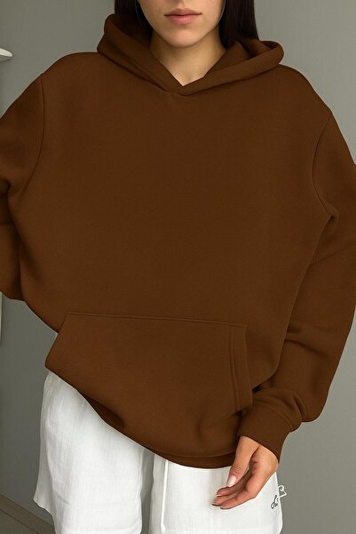 BENROMA سترة رياضية بقلنسوة للجنسين مصنوعة من القطن الممشط بثلاث خيوط بدون طباعة