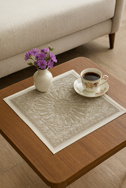 GOLDROOM Home LÜKS KORDONELİ SALON VE SEHPA TAKIMI 7 PARÇA GRİ/KREM