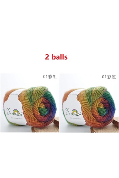 Choice اللون 1 (كرتان) خيط صوفي 100% بألوان قوس قزح للحياكة اليدوية، خيط لانا...