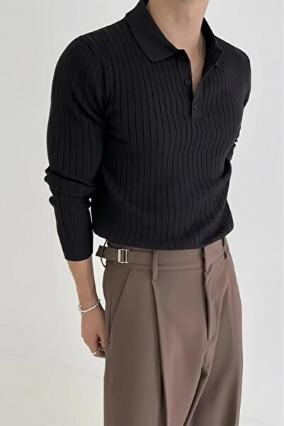 Oksit Josse Slim Fit Old Money Buttoned Polo Neck Knit Sweater