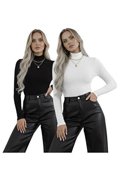 hashtag Γυναικείο μακρυμάνικο κορμάκι με ζιβάγκο – Basic Solid Model 2-pack