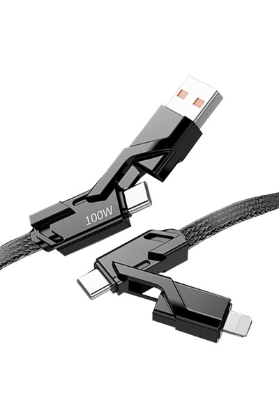 Timebox Cablu de date și încărcare rapidă 4 în 1, încărcare 100W, 1,5 m, USB ...