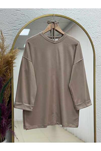 BENAHOLL Dorista Διπλό Μανίκι άνοιγμα Casual Tunic-NA822 Mink