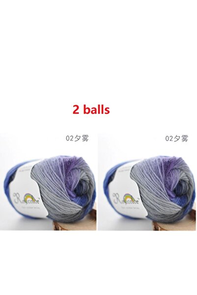 Choice color 2 (2 balls) 100% Wool Yarn Rainbow Color for Hand Knitting Croch...